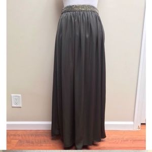 ZARA MAXI SKIRT WITH BEADED WAIST-GREEN-M